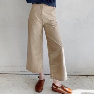 CARON CALLAHAN ANDES PANT KHAKI TWILL WIDE LEG HIGH RISE CROPPED CHINOS sz 4